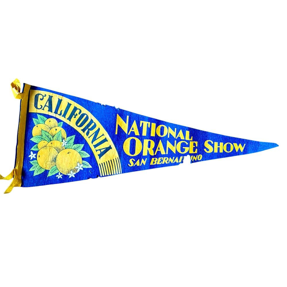Vtg National Orange Show San Bernardino California Felt Pennant MCM Souvenir 28"